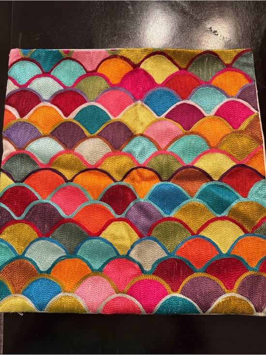 Other - Colorful Scallop Embroidered Textile Pillow Cover 18 x 18
